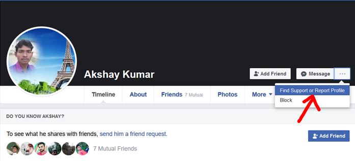 report facebook fake account