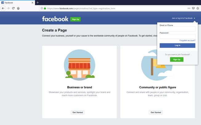 create your facebook account after you can create a facebook page